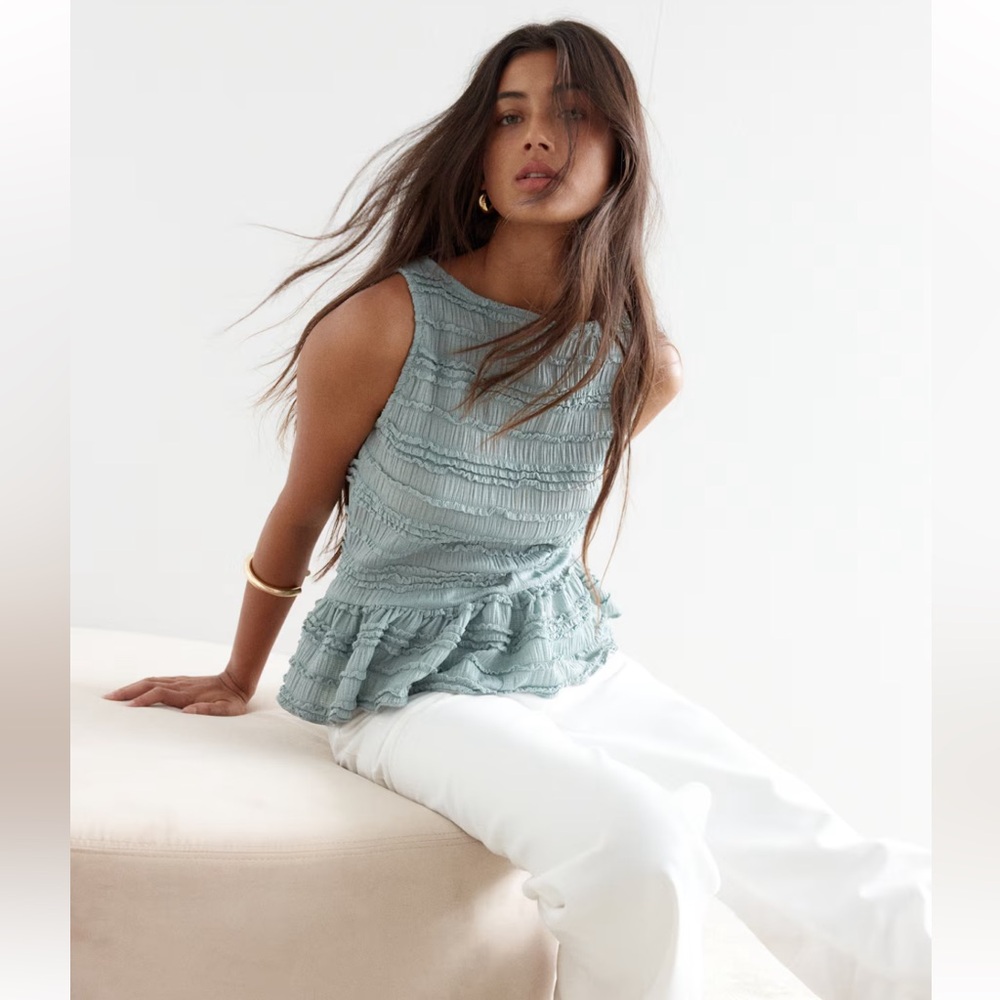 Like New Ruffle-Trimmed Peplum Top